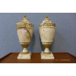 A pair of Italian style marble and gilt metal mounted cassolettes