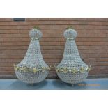 A pair of French Empire style bag shaped chandeliers