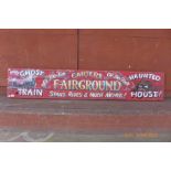 A painted wooden Carters Fairground sign