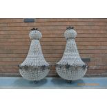 A pair of French Empire style bag shaped chandeliers