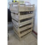 Six wooden potato crates