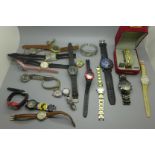 Assorted lady's and gentleman's wristwatches including Gruen, Seiko, Rotary, Timex, etc.