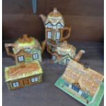 A Price Kensington Cottage ware tea service and two butter dishes