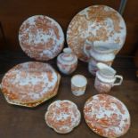A collection of Royal Crown Derby Red Aves pattern china