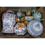 A box of oriental china including a vase and large jar **PLEASE NOTE THIS LOT IS NOT ELIGIBLE FOR