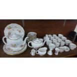 Royal Crown Derby Posies coffee and tea wares including large and small teapots and two sets of