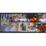 A collection of ten LP records, Bob Dyland, John Wesley Harding, Pink Floyd, Alice Cooper,