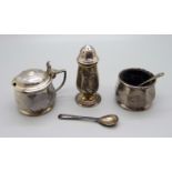 A silver cruet set, cased, 81g