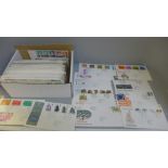 Stamps; a box of GB first day covers with typed or no address and special usually bureau postmarks