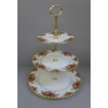 A Royal Albert Old Country Roses three tier cake stand