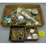 Costume jewellery, watches, pens, old photographs, etc.