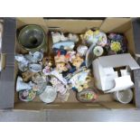 Two boxes of figures; metal, glass and ceramic **PLEASE NOTE THIS LOT IS NOT ELIGIBLE FOR POSTING