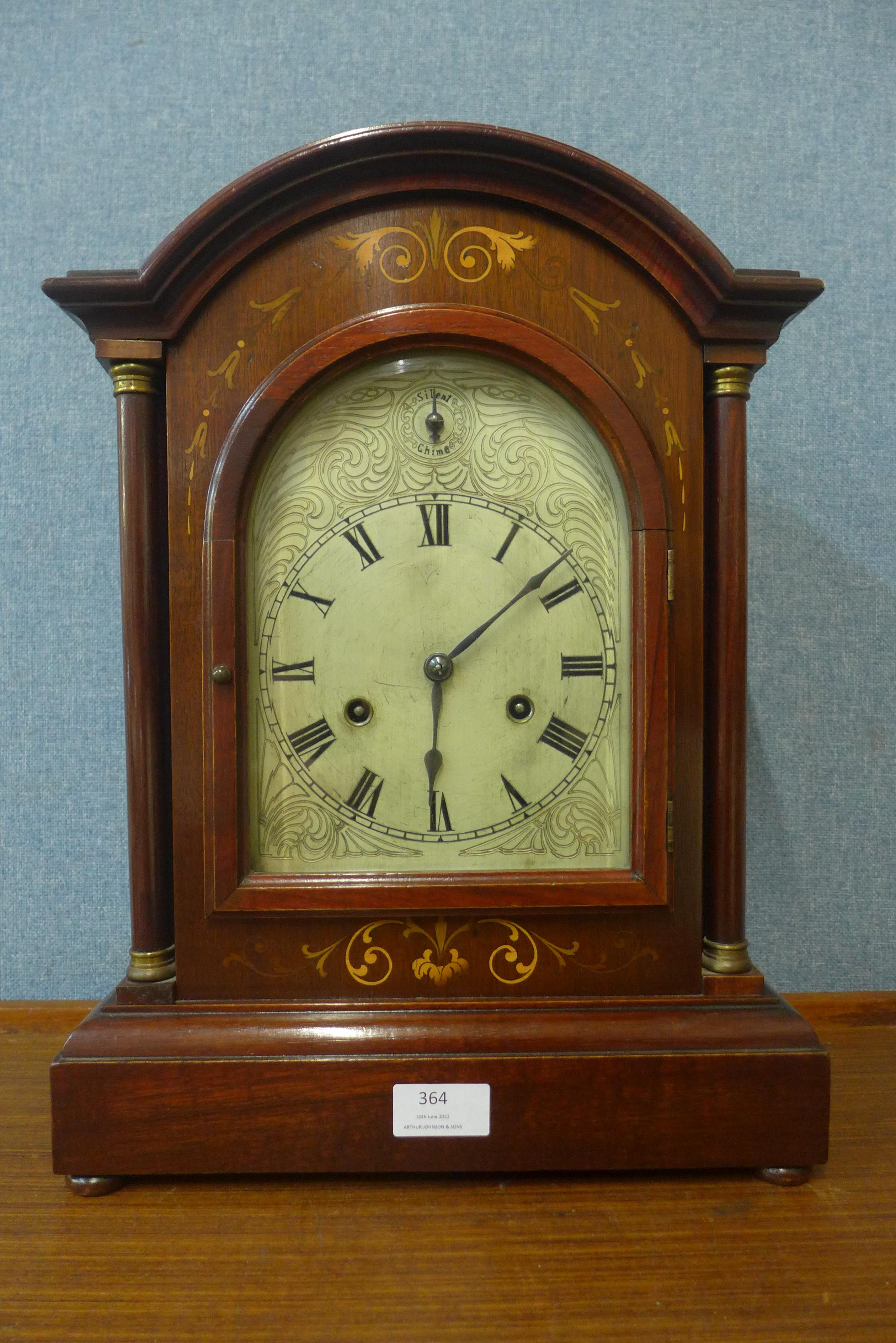 An early 20th Century German inlaid mahogany bracket clock