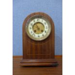 An early 20th Century inlaid mahogany mantel clock