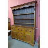 A George III pine, mahogany and oak dresser