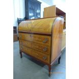 A French Louis XV style simulated rosewood and marquetry cylinder bureau