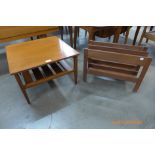 A Danish teak coffee table and a teak magazine rack