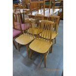 A set of four beech kitchen chairs