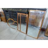 Six teak framed mirrors