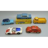 Dinky Toys and Corgi Toys die-cast model vehicles; one boxed 186 and four loose Corgi