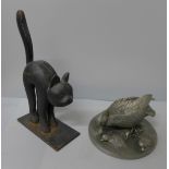 Mallard Time by Robert K. Davis, 1981, The Franklin Mint and a metal cat door stop