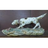 A Staffordshire model of a retriever, base 39cm, one back leg a/f