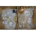 Two boxes of assorted glassware, including bowls and a decanter
