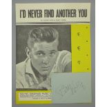 A Billy Fury autograph with a page of sheet music