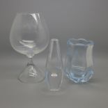 Three items of glass designed by Vicke Lindstrand; two Kosta and one Orrefors