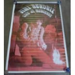 A reproduction Jimi Hendrix large promotional poster, Jimi Hendrix Monterey