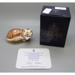 A Royal Crown Derby paperweight, Leicestershire Fox, 13cm, specially commissioned by Wheelers of