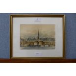 W. Kozak, view of St. Mallo, pen, ink and watercolour, framed