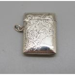 An Edward VII silver vesta case, Birmingham 1904