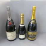 Two magnums of champagne, Moet & Chandon and J. De Telmont and a 750ml bottle of champagne,