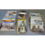 Postcards; a box of postcards, vintage to modern