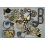 A collection of Victorian and later jewellery and a papier-mache box