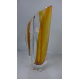 A Kosta Boda vase, Goran Warff, amber, 2002, 32cm