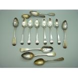 Thirteen 19th Century silver spoons, 180g