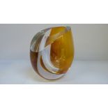 A Kosta Boda vase, Goran Warff, amber, 2002, 18cm