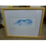 Awel Williams, nude portrait, pastel, framed