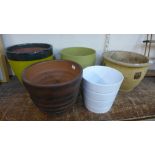 Five terracotta plant pots