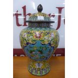 A large cloisonne lidded jar