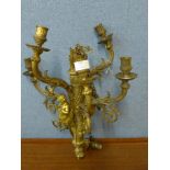 An ormolu figural cherub hanging light