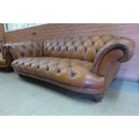 A Tetrad chestnut brown leather Chesterfield settee