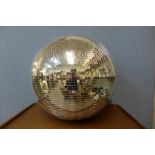 A hanging disco ball