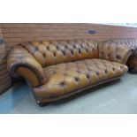 A Tetrad chestnut brown leather Chesterfield settee