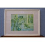 An Ann Moloney print of ballet dancers, framed