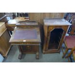 A Victorian inlaid walnut Davenport and a music cabinet