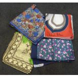 Four vintage pure silk scarves, three Richard Allan and one Jacqmar