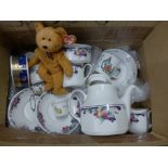 A box of mixed china including Royal Doulton, Wedgwood, and a Beanie Baby **PLEASE NOTE THIS LOT